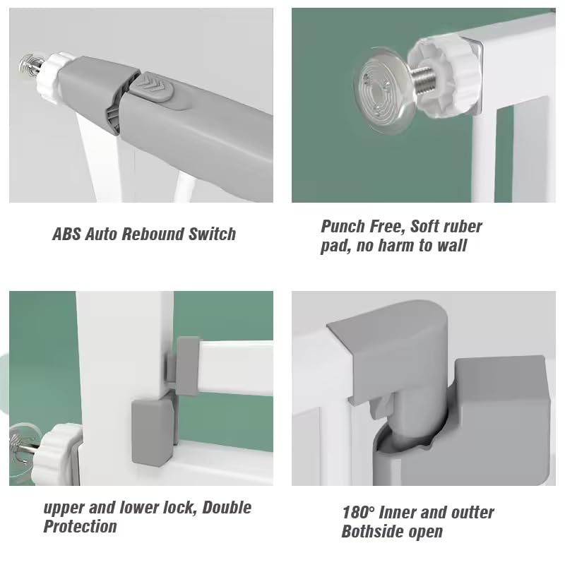 Suprills Metal Baby Safety Gate — Pressure Fit, Adjustable 73–80 cm, Extendable, for Stairs & Doorways