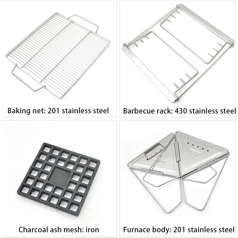Super grills Stainless Steel Foldable Portable Charcoal barbecue BBQ Grill Camping Picinics Outdoor comes with cover