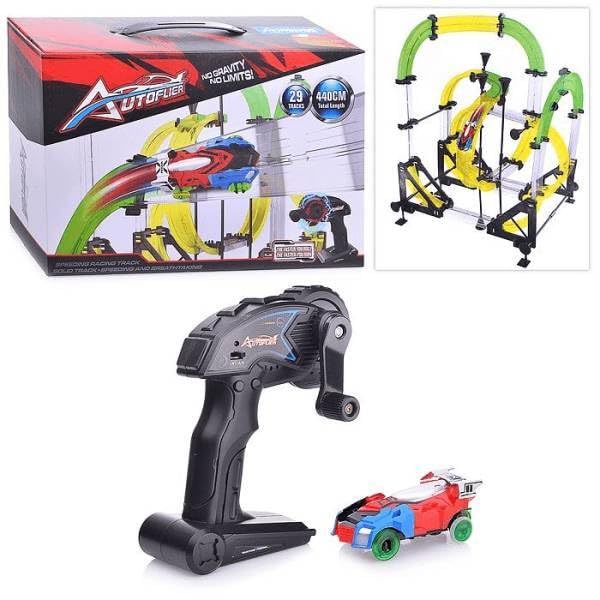 Suprills 3D Competition Single Track Infrared Remote Control Car 440cm track Length - The Boys Exciting Boys Toys with Crank, 29 Tracks, 1 Car and 1 Remote Control