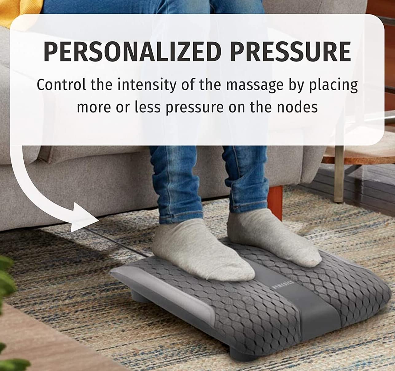 HoMedics Gentle Touch Gel Shiatsu Foot Massager with Heat, Relaxing Soothing Massage Heel to Toe, Triple Massage Heads, Adjustable Pressure