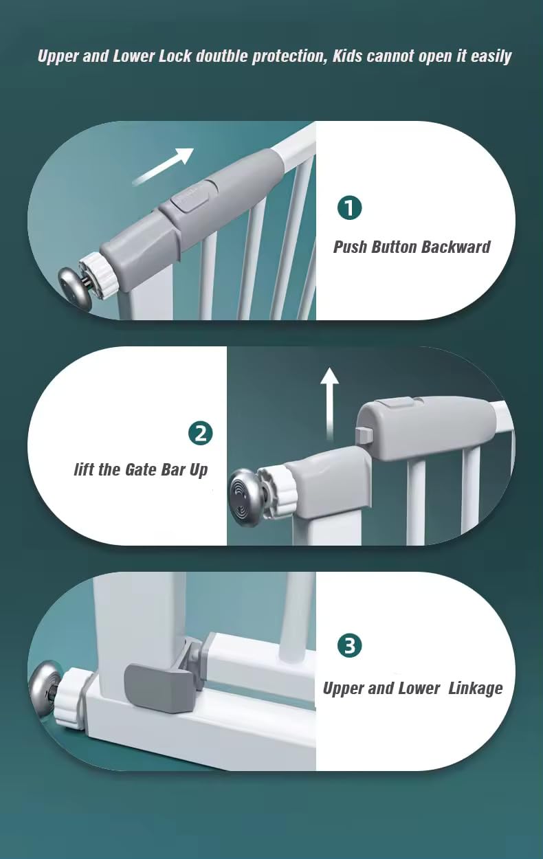 Suprills Metal Baby Safety Gate — Pressure Fit, Adjustable 73–80 cm, Extendable, for Stairs & Doorways
