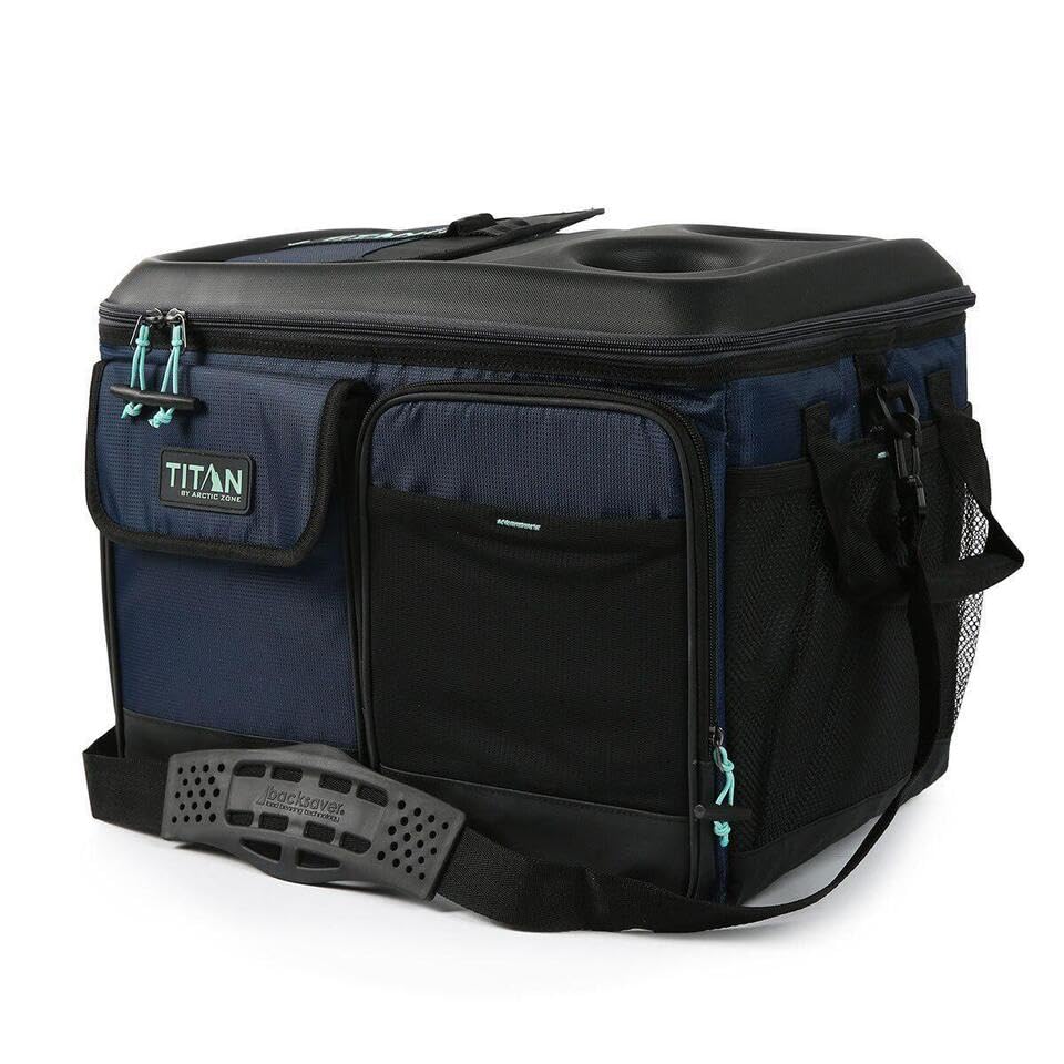 Arctic Zone Titan 50 Can Collapsible Cooler Ice Bag Food Drinks with Table Top Blue