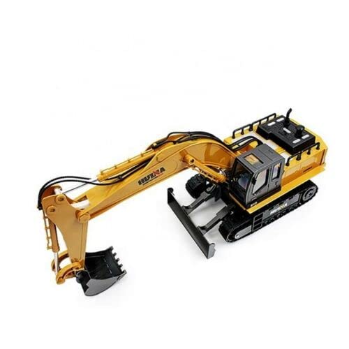 SUPER TOYS Remote Control Die Cast 1:16 Scale Excavator with metal Bucket and dozer blade RC Construction Vehicles 2.4G 4WD Full Function Digger Toys with Sound