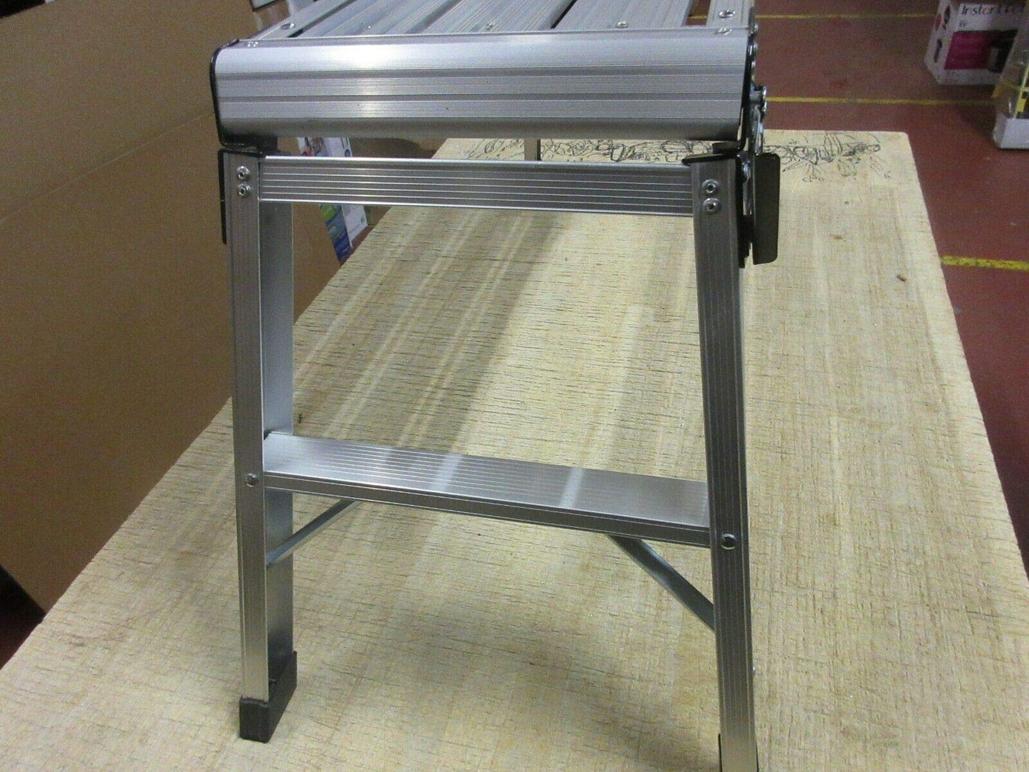 Suprills Odd Job Aluminum Hop Up Folding Stool — Heavy Duty Portable Step Ladder & Platform Bench, Silver