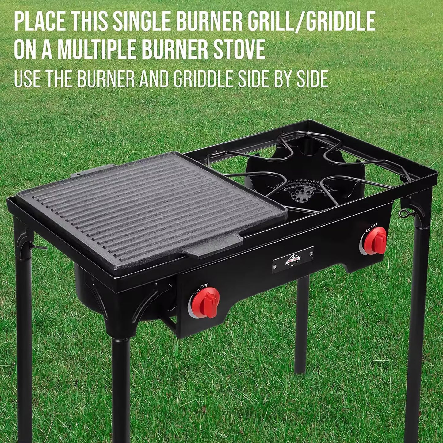 Suprills Cast Iron Double-Sided Reversible Grill Griddle — 37.5 x 37.5 cm, Heavy Duty for BBQ & Stoves