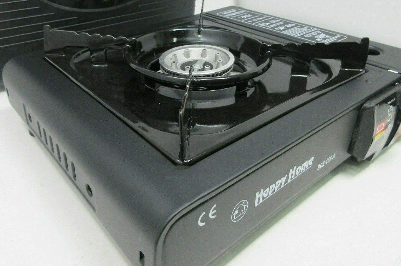 Super Grills Portable Camping Gas Cooker Single Burner Stove Automatic Ignition System Compact Portable Outdoor Gas Stove,Butane BBQ Outdoor Party Stove with Carry Case (Black)