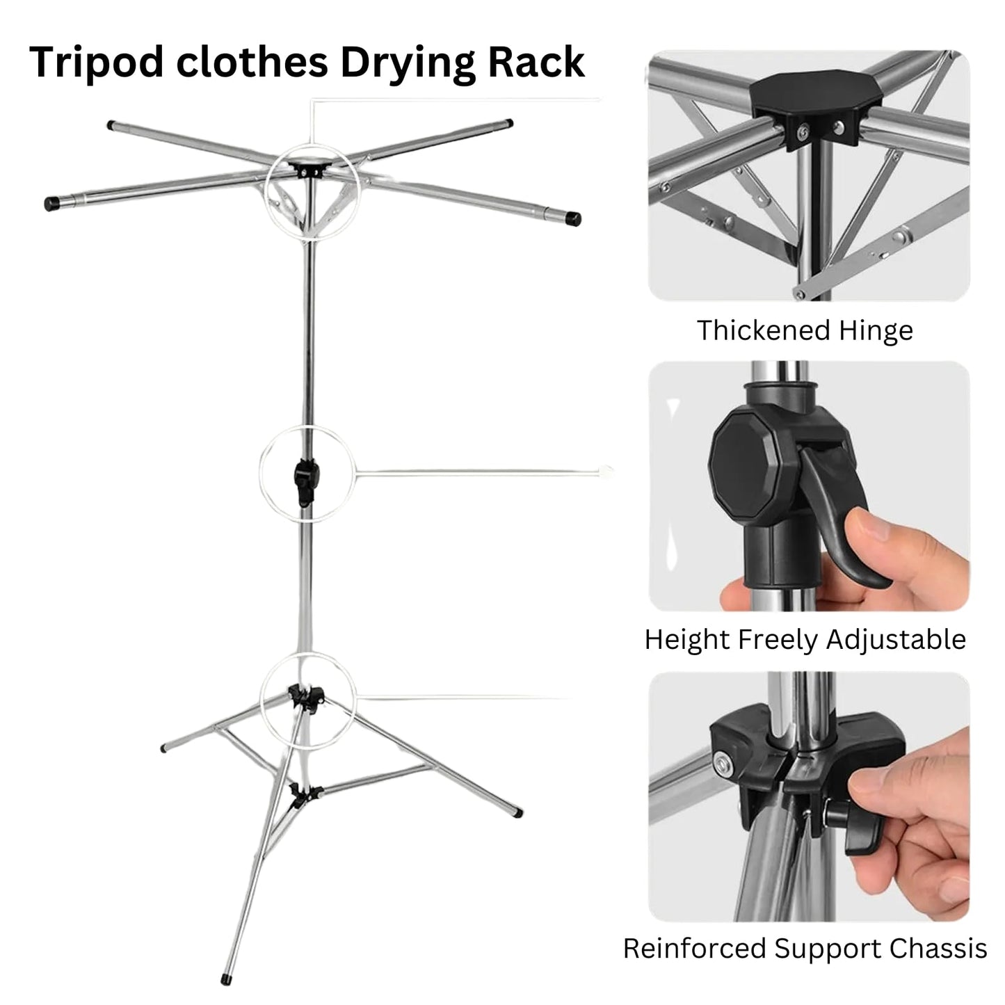 SUPER7 Super Folding Clothes Airer adjustable portable4 ARM Dryer Rack Laundry Rail Hanger Indoor Outdoor Folds Flat for Storage Easy Setup Great for Indoor Outdoor Use