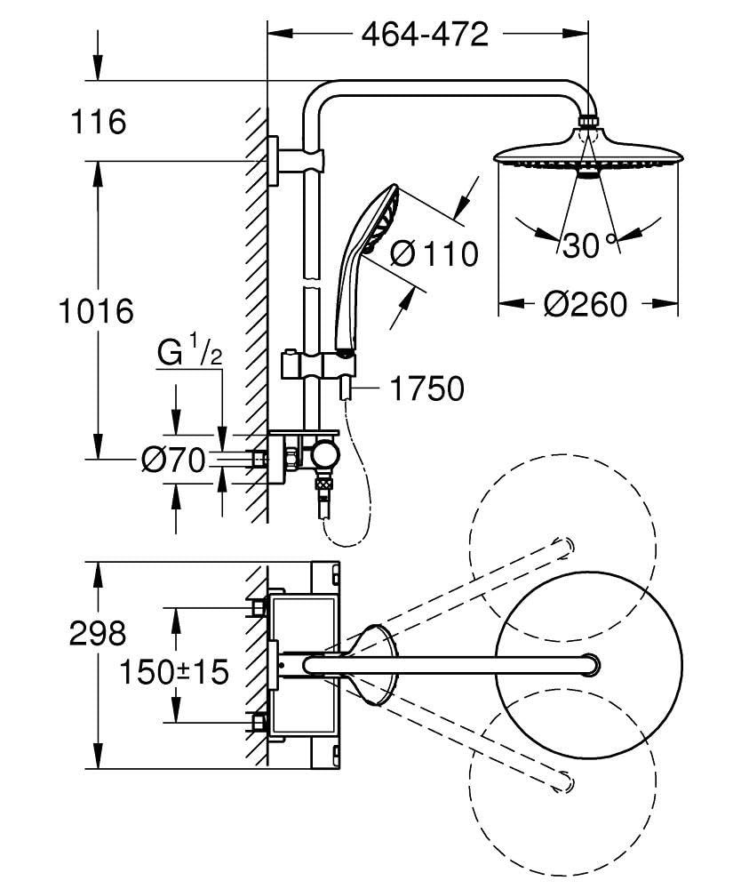 GROHE Vitalio Joy Thermostatic Shower Mixer Tap