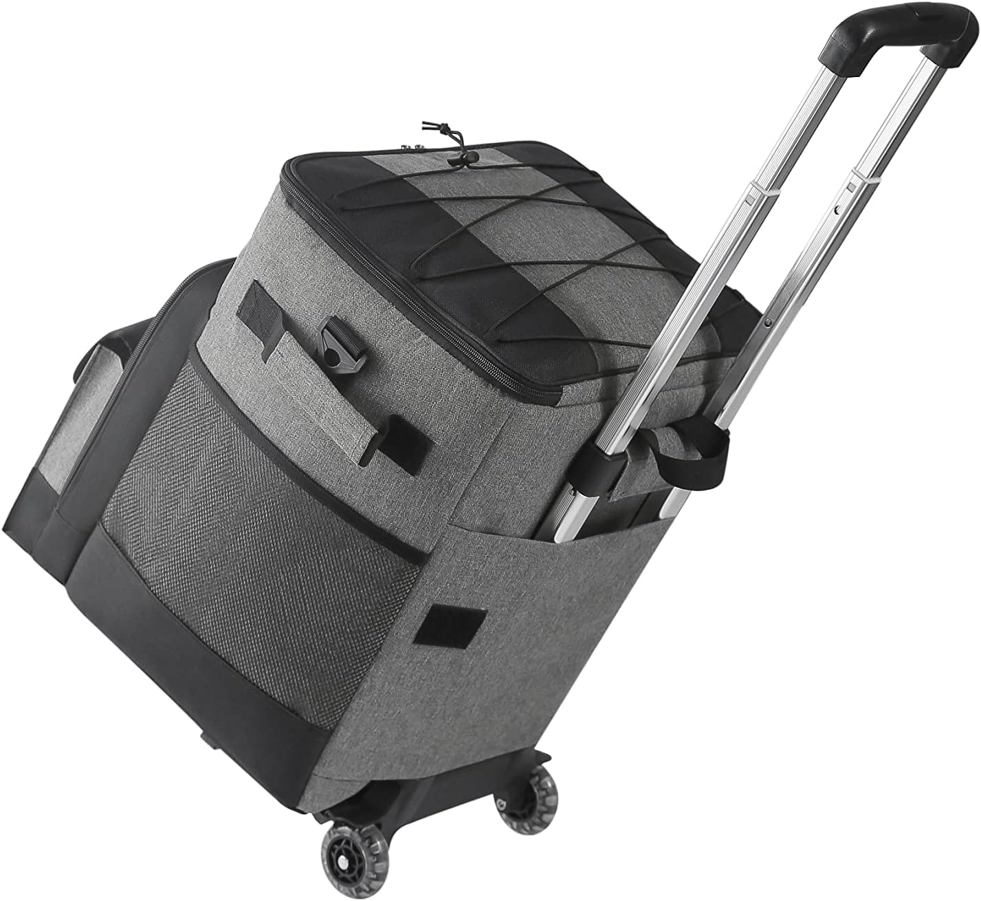 Suprills 32Litre Rolling Cooler, Grey and Black Lunch Bag & Lunch Box with all Terrain Cart, Foldable Travel Bag for Camping, Picnic, water, Outdoor Parties