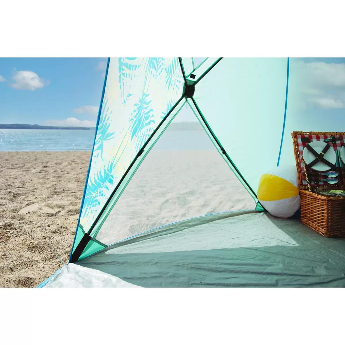 Old Bahama Bay 5.1 x 5.1ft (1.5 x 1.5m) Pop-Up Shelter Beach Tent Gazebo, Portable Shade Sun UPF50+ UV Protection for 4 Person Extendable Floor Hiking Camping, Waterproof Windproof