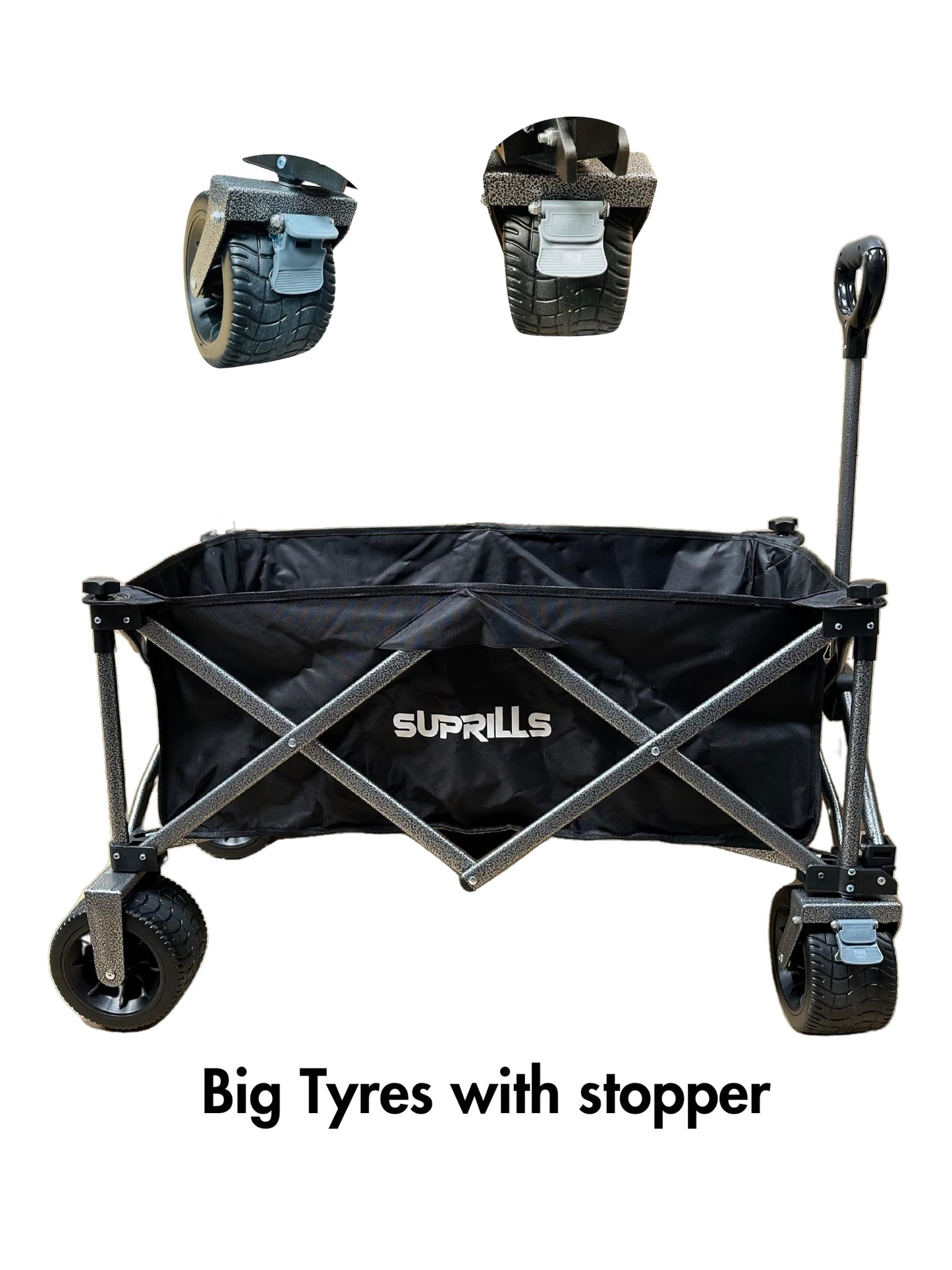 Suprills 160L Folding Festival Trolley — Heavy Duty Collapsible Camping, Garden & Beach Wagon with Table Top & Wide Wheels, 120kg Capacity