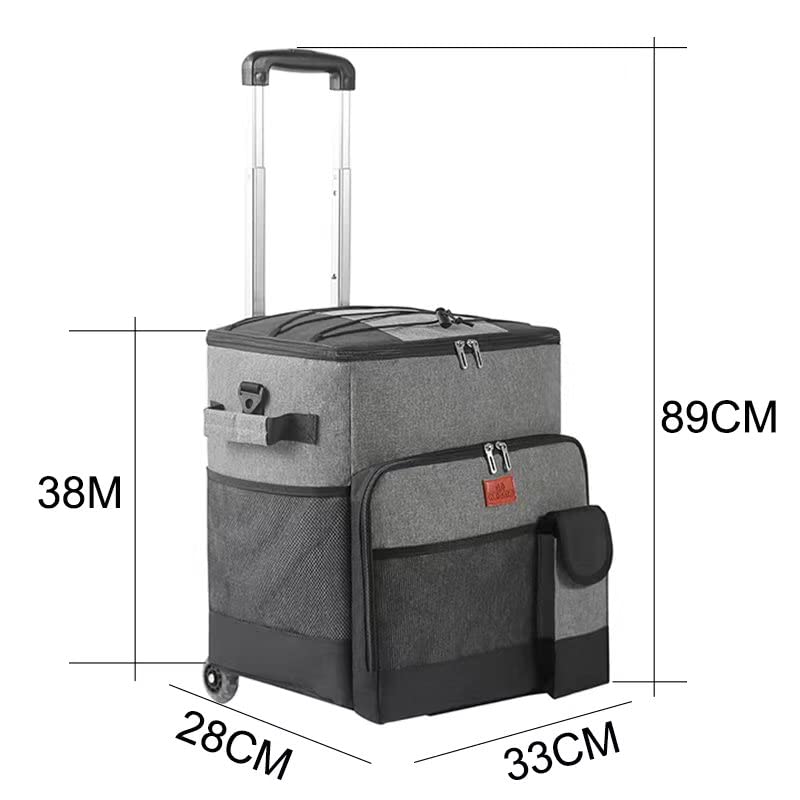 Suprills 32L Rolling Cooler with Foldable All-Terrain Cart — Grey & Black, for Camping, Picnics, Outdoor Parties