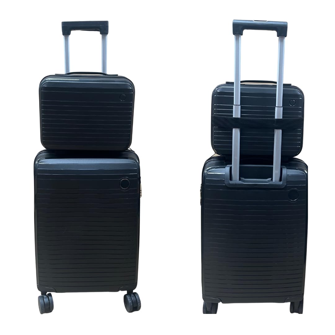 Suprills 4-Piece Luggage Set - Lightweight PP Shell Trolley Case with TSA Lock, Cabin Suitcase, 20" 24" 28" Suitcases, 14" Beauty Case, 360° Spinner Wheels