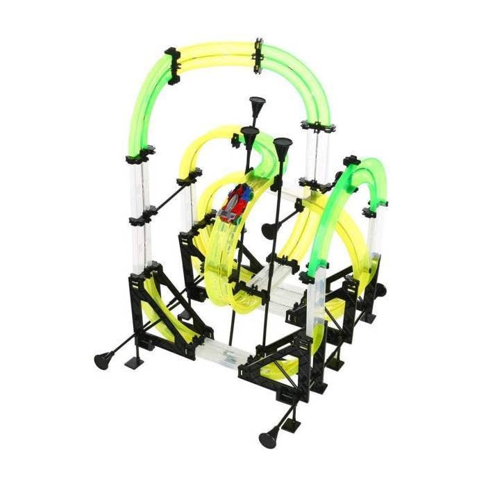 Suprills 3D Competition Single Track Infrared Remote Control Car 440cm track Length - The Boys Exciting Boys Toys with Crank, 29 Tracks, 1 Car and 1 Remote Control