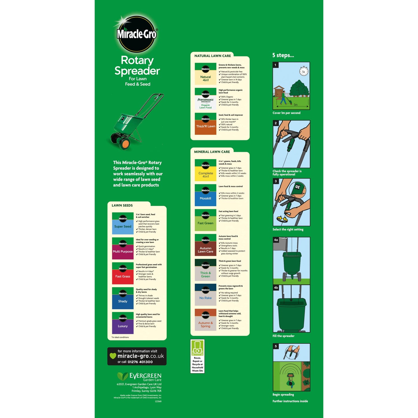 Miracle-Gro 121040 Rotary Lawn Spreader, 285.0 mm*606.0 mm*344.0 mm
