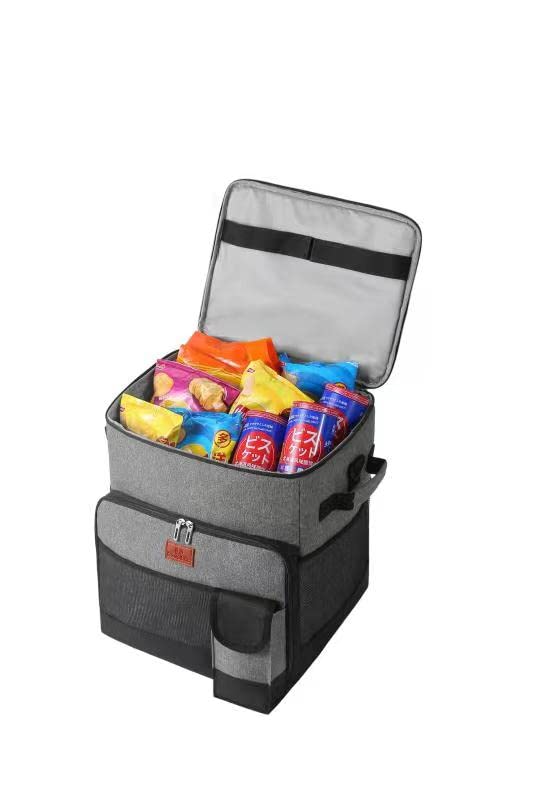 Suprills 32L Rolling Cooler with Foldable All-Terrain Cart — Grey & Black, for Camping, Picnics, Outdoor Parties