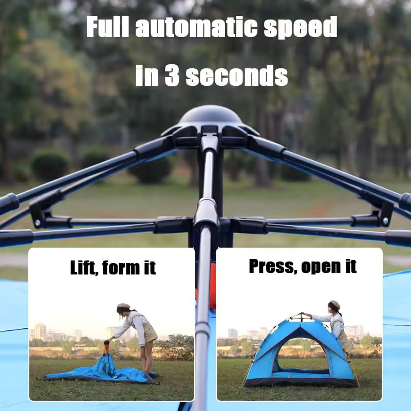 Suprills Pop Up Tent for 3-4 Person - Double Layer Instant Camping Tent, Holiday Essentials - Lightweight Tent for Beach, Camping,Hiking, Festival - Easy Set Up, Backpacking Tent water