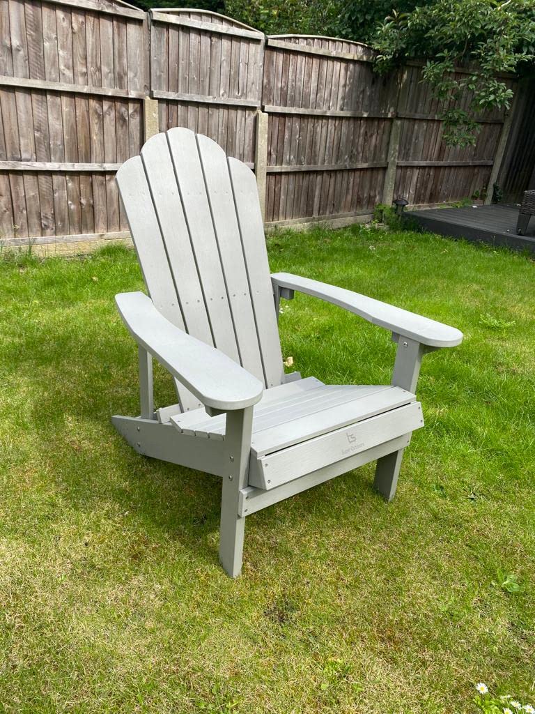 Super grills Outdoors Adirondack Chair Weather Resistant Patio Chair Outdoor Armchair Lounger for Fire Pit Patio Garden Backyard (Gray)