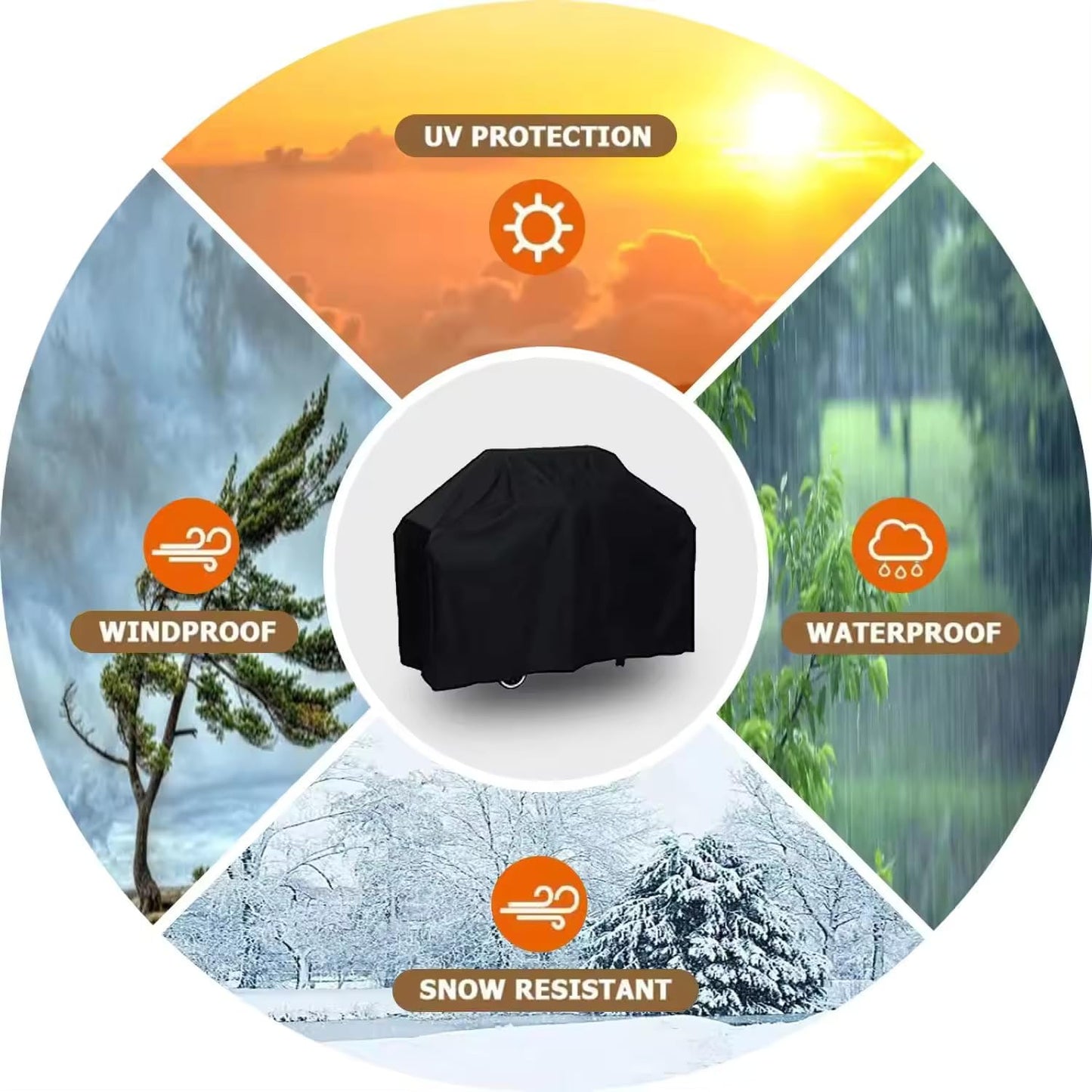 Suprills 58-Inch Heavy Duty BBQ Cover, Essential Gas BBQ Accessories, Waterproof Grill Protection, BBQ Covers - Oxford Fabric, Water, Wind, Rip-Proof & UV Resistant (145x66x117cm)
