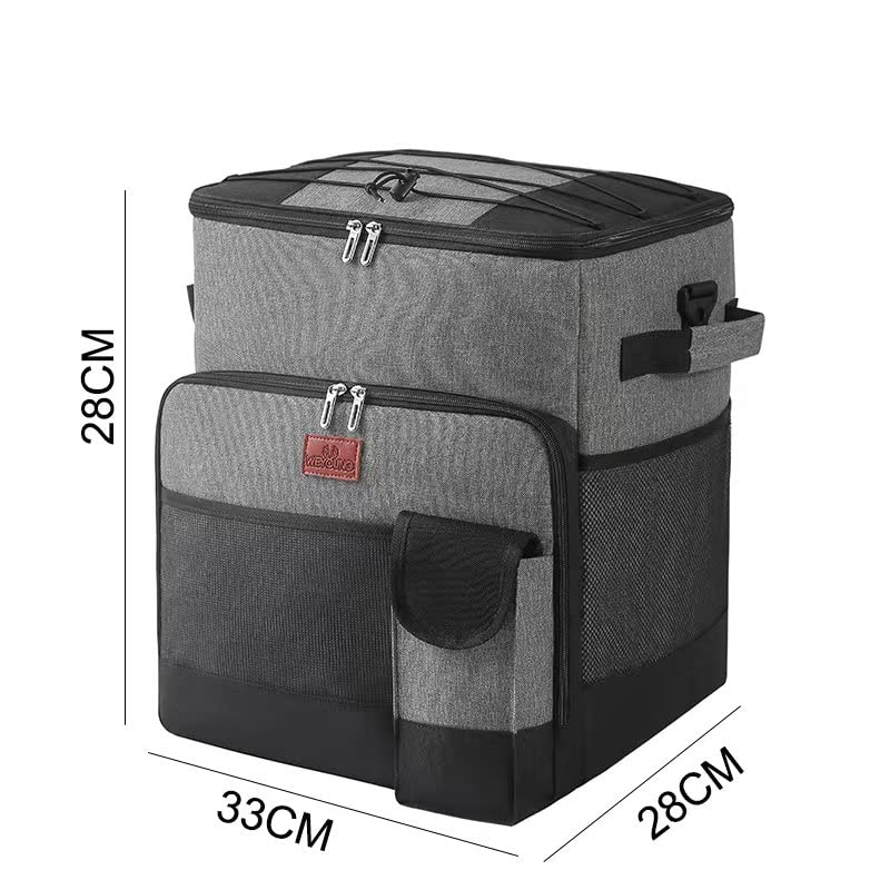 Suprills 32L Rolling Cooler with Foldable All-Terrain Cart — Grey & Black, for Camping, Picnics, Outdoor Parties