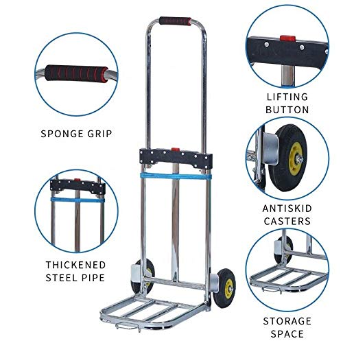 Heavy Duty Steel Frame Folding Shopping Trolley - Durable Trolley on Wheels, Ideal for Camping - Multifunctional Truck Barrow Cart/Folding Hand Truck