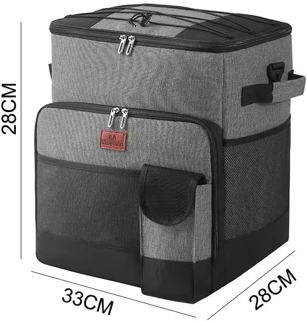 Suprills 32Litre Rolling Cooler, Grey and Black Lunch Bag & Lunch Box with all Terrain Cart, Foldable Travel Bag for Camping, Picnic, water, Outdoor Parties