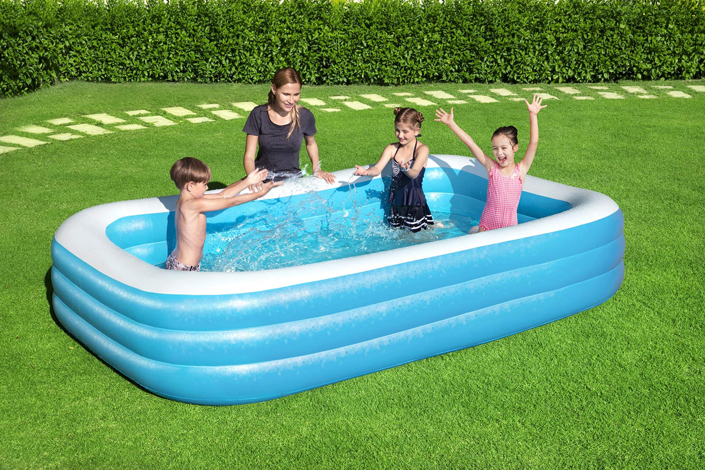 Bestway H2OGO! Dunk N' Splash Inflatable Family Pool with Basketball Hoop (8'3' x 66' x 40') | Blow Up Backyard Swimming Pool for Kids Ages 3 and Up