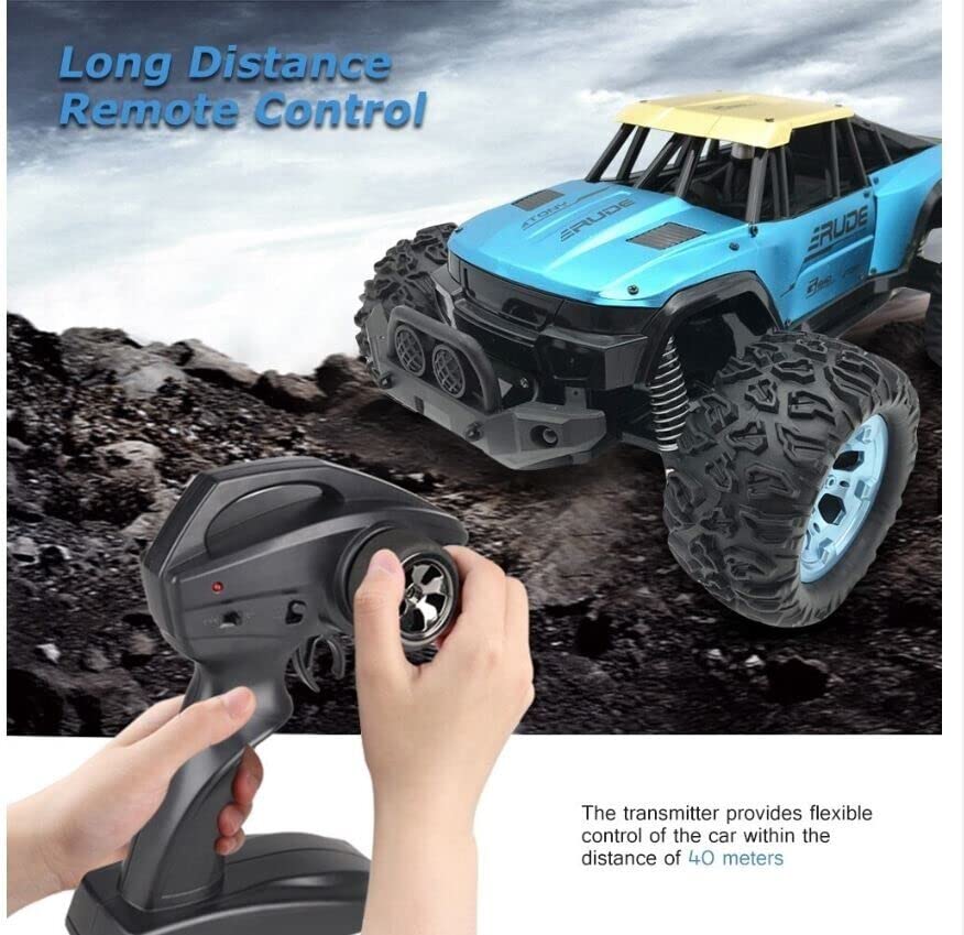 Super Grills RC Car 2.4G Remote Control Off-Road Climbing Vehicle Toy 1/12 High Speed Alloy Big Horsepower Monster Truck (Metallic Blue)