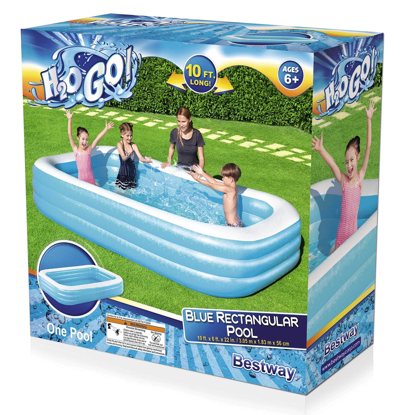 Bestway H2OGO! Dunk N' Splash Inflatable Family Pool with Basketball Hoop (8'3' x 66' x 40') | Blow Up Backyard Swimming Pool for Kids Ages 3 and Up