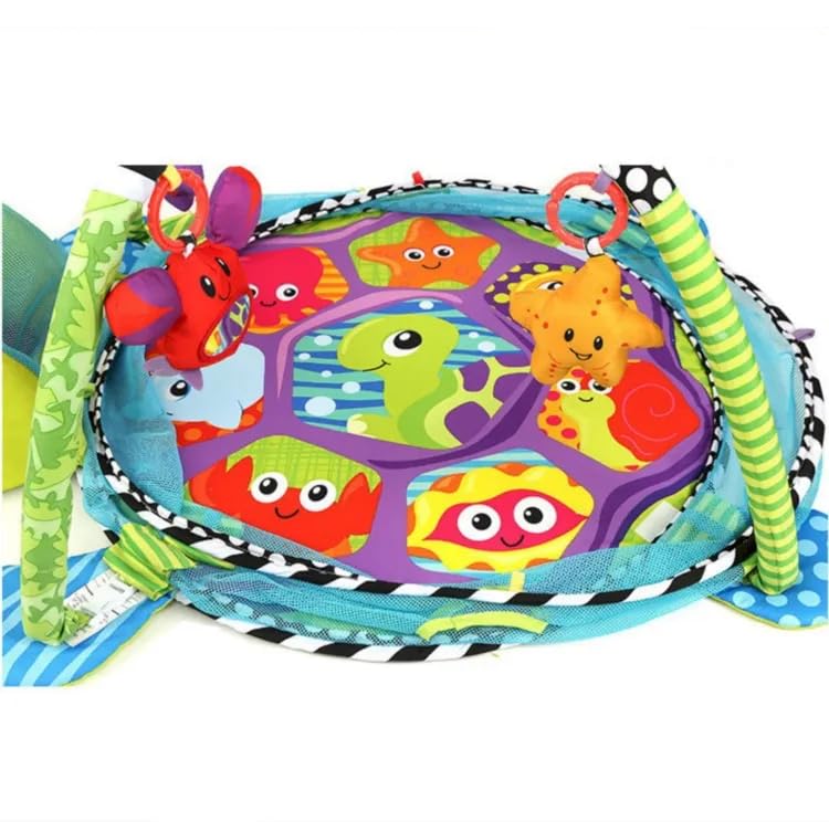 Suprills 3 in 1 Turtle Shape Baby Essentials for New-born | Multifunctional Activity Baby Gym Pit and Baby Play Mat with 30pcs Balls, Mesh Sides - Ideal Baby Toys