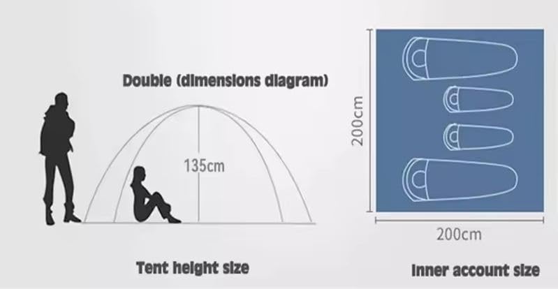 Suprills Pop Up Tent for 3-4 Person - Double Layer Instant Camping Tent, Holiday Essentials - Lightweight Tent for Beach, Camping,Hiking, Festival - Easy Set Up, Backpacking Tent water