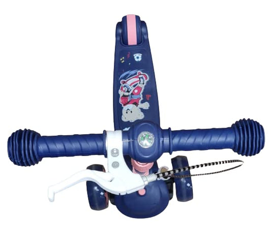 Foldable 3 Wheel Kids Toys Kick Foot Scooter with Light Wheel and Music, Tri Scooter, Easy Folding System, Height Adjustable Handlebars, Tilt To Turn Steering,