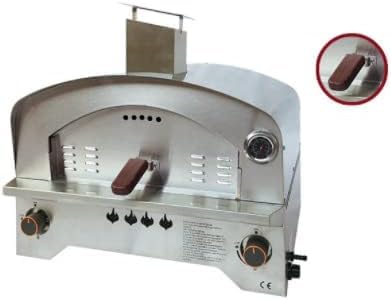 Suprills Pizza Oven for Outdoor BBQ - Includes Pizza Stone, Stainless Steel Gas BBQ Table Top, Temperature Gauge -Fired with Gas Suitable for up to 16” Pizzas