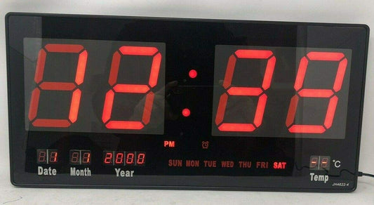 Suprills 18" LED Wall & Desk Alarm Clock with Calendar & Temperature