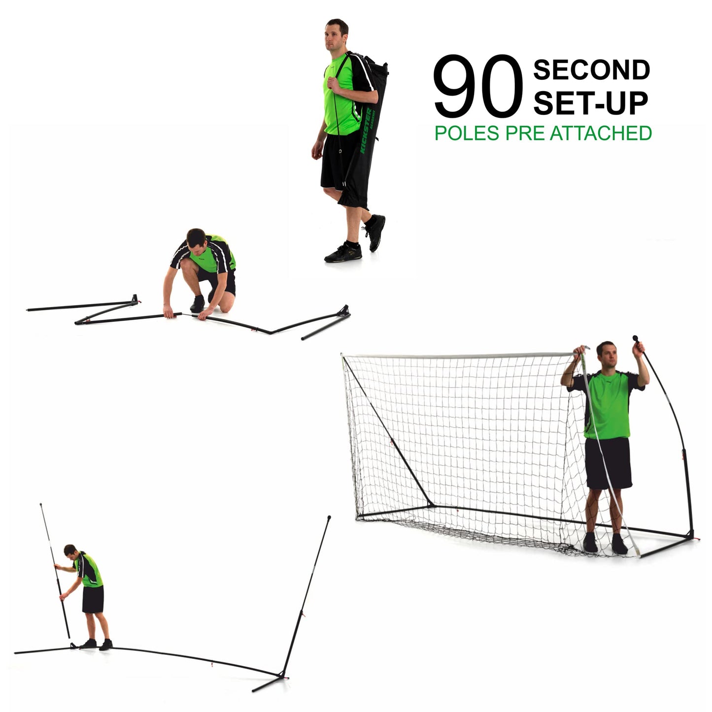 QUICKPLAY Kickster Football Goal– Ultra Portable Football Equipment includes Football Net and Carry Bag [Single Goal]