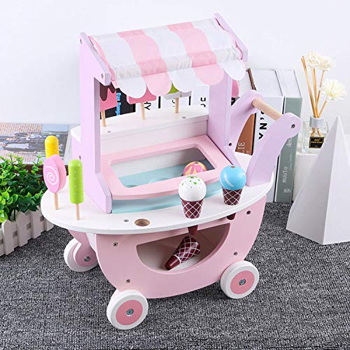Suprills Wooden Ice Cream Sweet Cart — Kids Role Play Toy with Scoop & Learn Accessories
