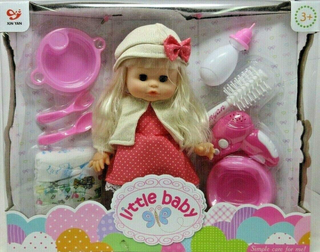 Super Toys Little Baby Feeding Doll - Hair Brushing & Blowing Pottying Changing Toddler Baby Dolls - Durable Pretend Feed For Kids