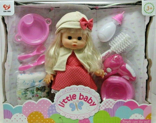 Super Toys Little Baby Feeding Doll - Hair Brushing & Blowing Pottying Changing Toddler Baby Dolls - Durable Pretend Feed For Kids