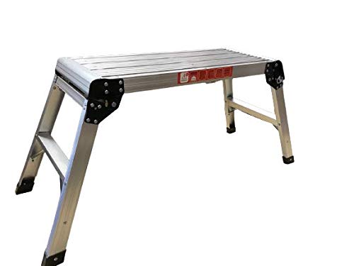 Suprills Odd Job Aluminum Hop Up Folding Stool — Heavy Duty Portable Step Ladder & Platform Bench, Silver