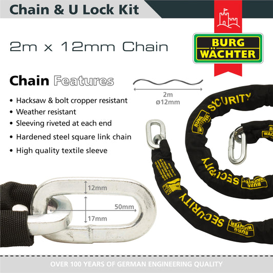 Burg-Wächter 12mm Sold Secure Chain & Ground Anchor Diamond Bike Lock