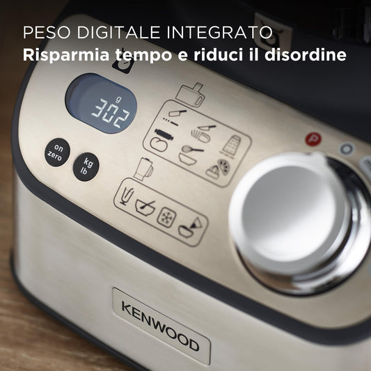 Kenwood FDM71.450SS MulticolorPro Express Weigh food processor with 8 accessories, adjustable speed with pulse function, integrated digital scale, capacity 3 l, Silver,Silver.