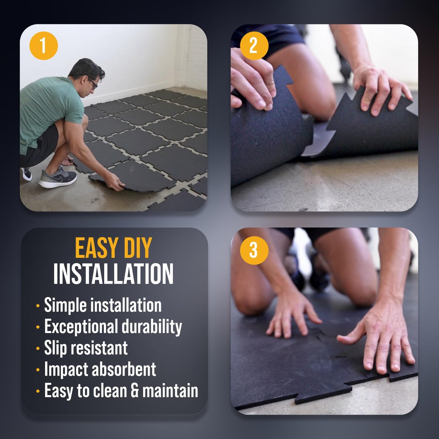Rubber King Interlocking Tiles – Best Indoor Gym & Exercise Performance Flooring 19” x 19”- 6mm 10pc (Grey)