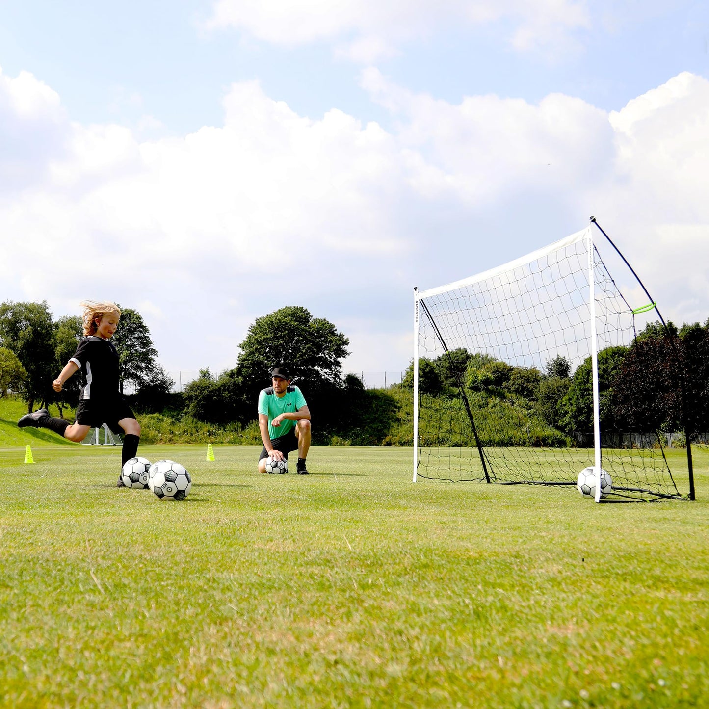QUICKPLAY Kickster Football Goal– Ultra Portable Football Equipment includes Football Net and Carry Bag [Single Goal]