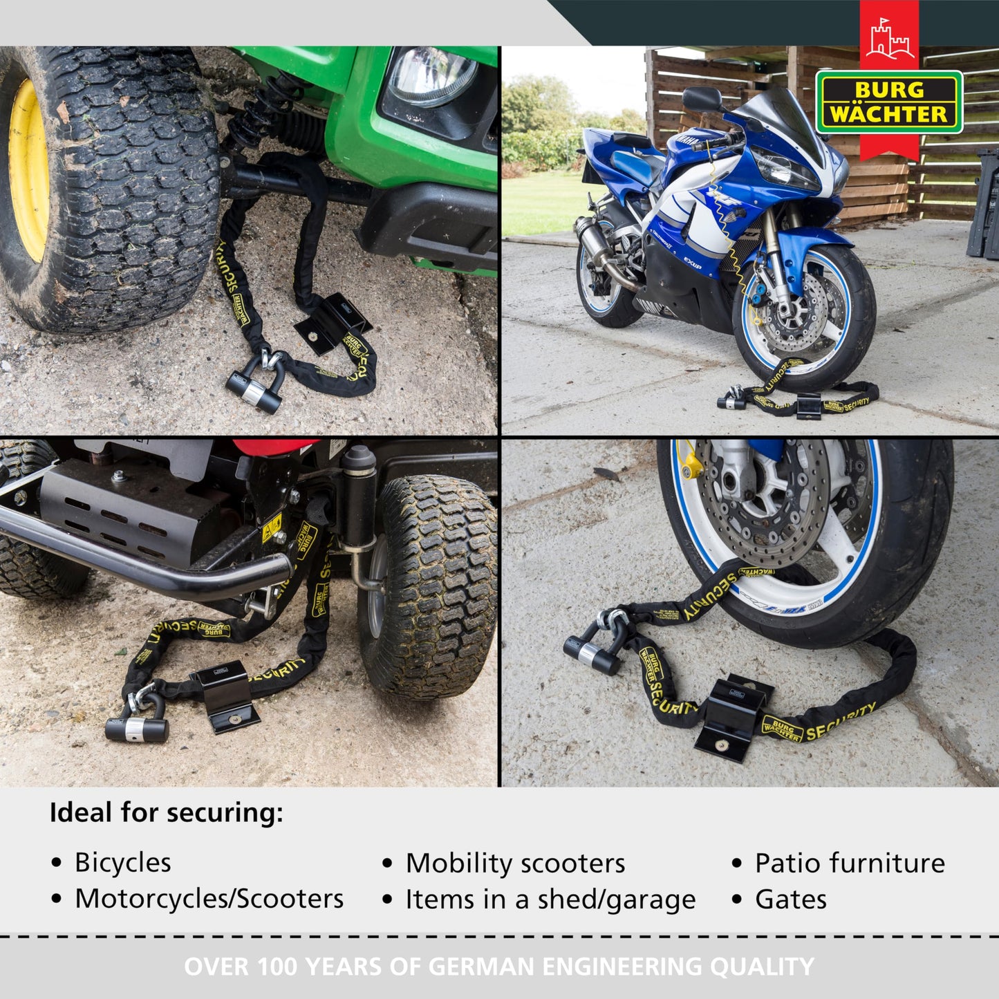 Burg-Wächter 12mm Sold Secure Chain & Ground Anchor Diamond Bike Lock