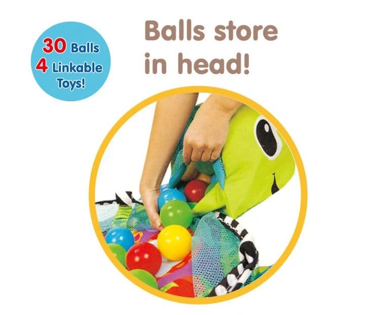 Suprills 3 in 1 Turtle Shape Baby Essentials for New-born | Multifunctional Activity Baby Gym Pit and Baby Play Mat with 30pcs Balls, Mesh Sides - Ideal Baby Toys