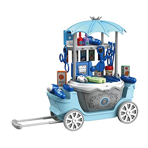Super Toys 4in1 Multifunction Home Play set Trolley Role Play Kids toys dental doctor,ice cream shop,hair dressers, (Doctor Clinic)
