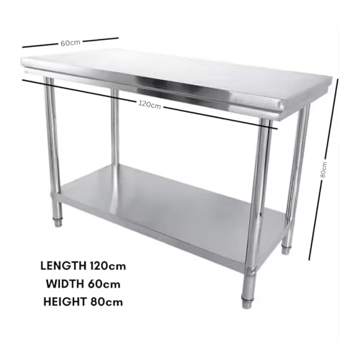 Commercial Catering Stainless Steel Kitchen Table — 120x60x80 cm Food Prep Workbench