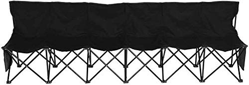 Super Heavy Duty Portable Folding Subs Bench - 6 Seater Sport Chair for Picnic, Camping, Team Sports - Black With Carry Bag