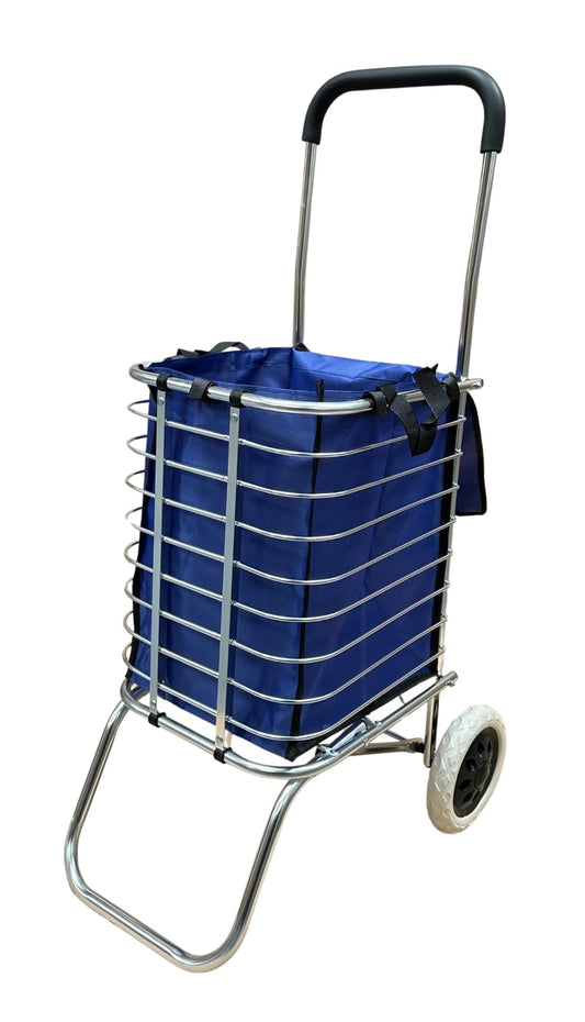 Aluminum Alloy Foldable Shopping Trolley Folding Portable Lightweight with A Bag Stainless Steel Bracket for Climbing Wheel