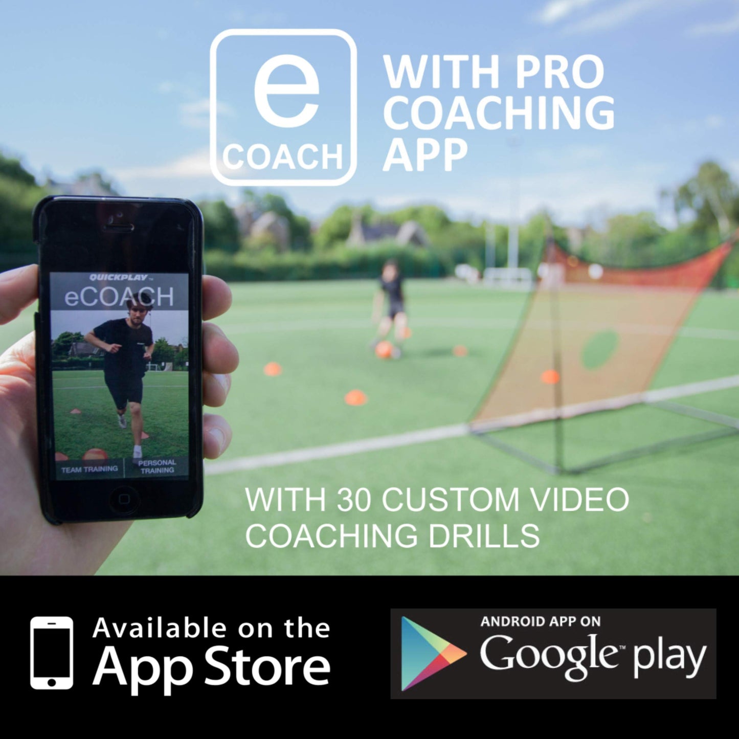QUICKPLAY SPOT Target Football Rebounder Net Range | Multi-Sport Ball Skills Training - with free eCOACH training app | Football Rebound Net Available in 3 Sizes